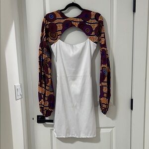 Elegant White and Ankara Patterned Dress